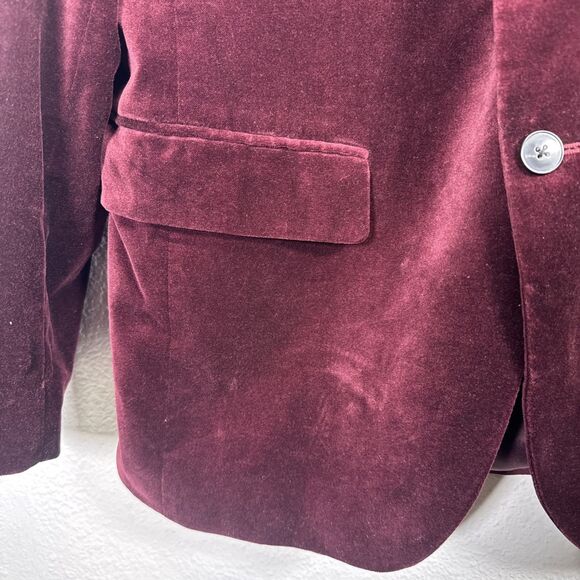 J. Ferrar Evening Ed. Merlot Velvet Men's Blazer Jacket Slim Fit 42R Burgundy - Picture 4 of 16